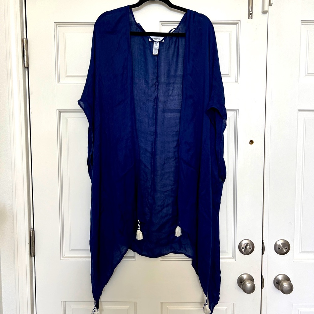 Royal blue cover up from Nordstrom with tassels